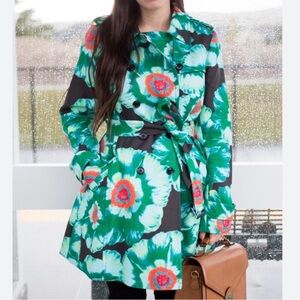 Banana Republic Floral Belted Peacoat